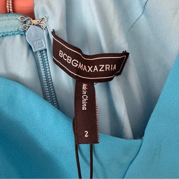 BCBGMaxAzria One Shoulder Cutout Dress NWT Blue Asymmetrical Midi Cocktail Dress - Picture 7 of 12